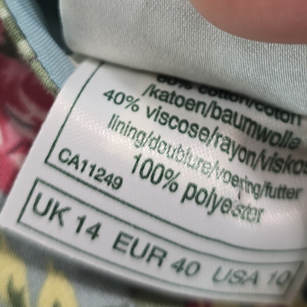 Laura Ashley Dress Womens 6 Small Floral Blue Pink Sheath Tank Scalloped Garden - Picture 10 of 14